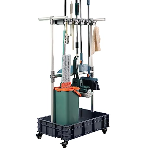 Broom mop Holder Cleaning Supplies Organizer Janitor carts - Image 2