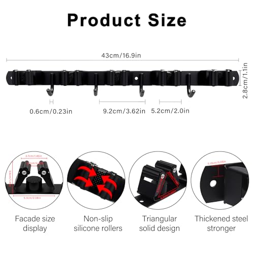 2 Packs SUS304 Heavy Duty Mop and Broom Holder Wall Mount - Image 3