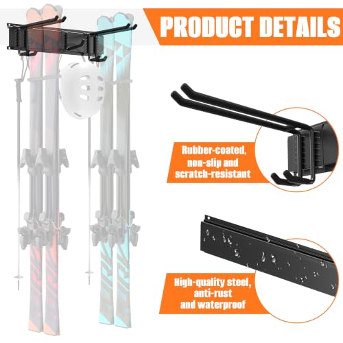 TORACK Garage Wall-Mounted Ski Rack, Heavy-Duty Ski - Image 6