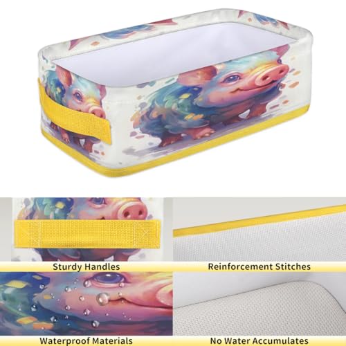 Animal Pig Dirty Bathroom Storage Basket, Foldable with Handle - Image 4