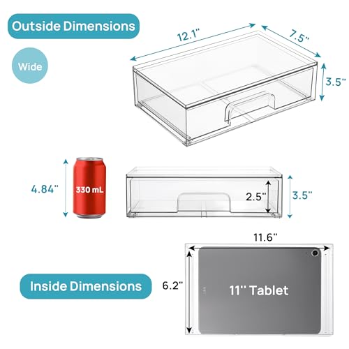 Vtopmart 12.1''W Clear Stackable Storage Drawers,3 Pack Acrylic - Image 4