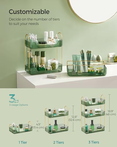SONGMICS 3-Tier Makeup Organizer, Square, Customizable - Image 4