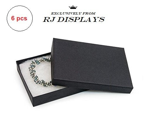 RJ Displays Jewelry Gift Boxes – 6 Pack Matte Black Cotton-Filled - Image 3