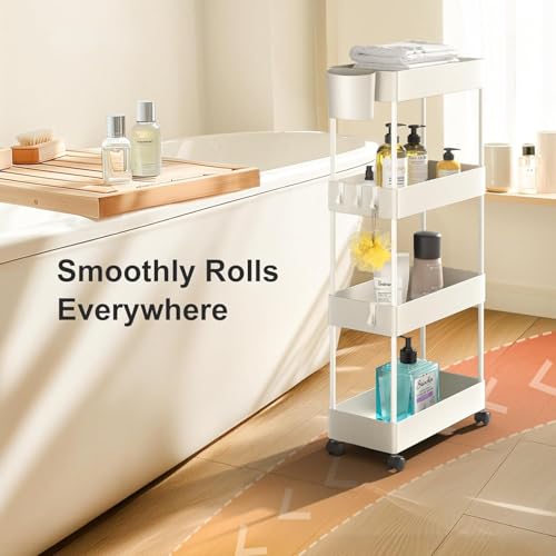 Pipishell 4 Tier Slim Storage Cart with Wheels, Laundry Cart - Image 7