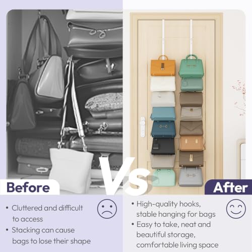 Over the Door Purse Organizer - 2 Packs Wall Mounted Purse - Image 3