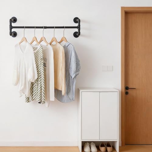 Industrial Pipe Clothes Rack Wall Mounted,Heavy Duty - Image 3