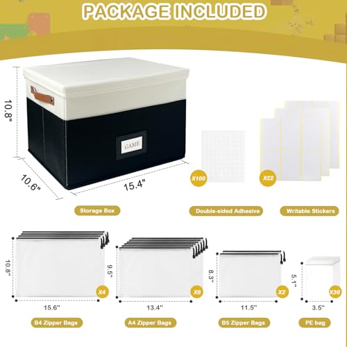 Board Game Storage, Board Game Organizer with 12pcs Zipper - Image 4