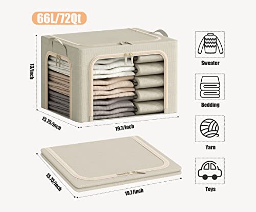 3 Openings Large Clothes Storage Bins with Metal Frame - Image 7