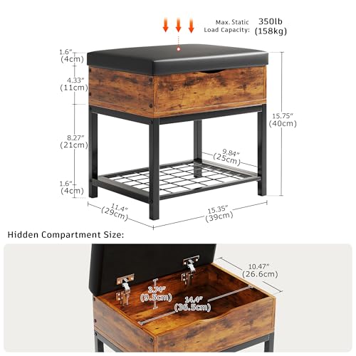Shoe Storage Bench, Small Ottoman with Storage - Image 4