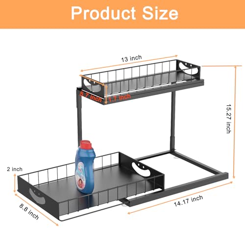 FILTA Under Sink Organizer, Metal Pull Out Cabinet Organizer - Image 3