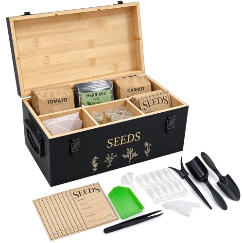 Large Seed Storage Organizer, Great Gifts Gardening Kit (Black) - Image 2