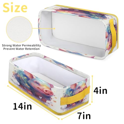 Animal Pig Dirty Bathroom Storage Basket, Foldable with Handle - Image 3