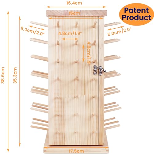 New brothread 93 Spools 360° Fully Rotating Wooden Thread Rack - Image 3