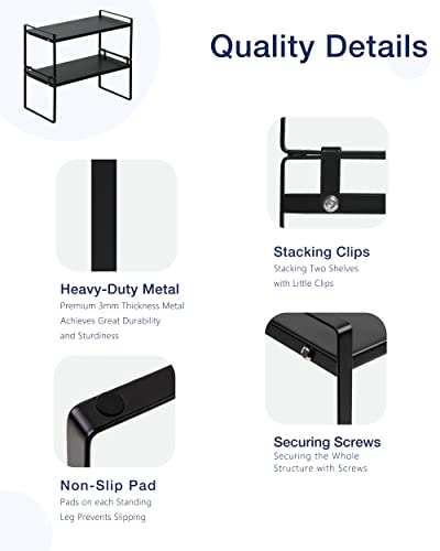 Nxconsu Stackable Cabinet Shelf Organizer 2 Pack, Standard Black - Image 5