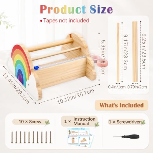 Wooden Masking Tape Dispenser, Front Bar Holds Tape Ends - Image 3