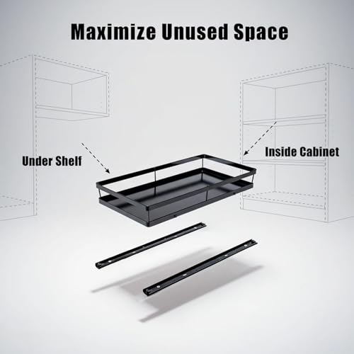 Pull Out Cabinet Organizer, 1-Tier Metal Slide Out Basket - Image 8