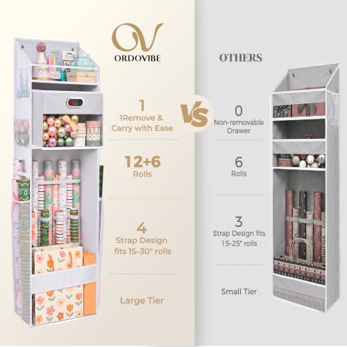 Ordovibe Wrapping Paper Storage Organizer, Over The Door - Image 4