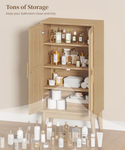 Keehusux 43" Tall Bathroom Storage Cabinet with Doors, Rattan - Image 7