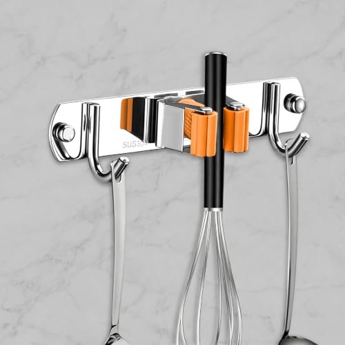 Steel Broom Holder Wall Mount Mop Holder Utility Tool Organizer - Image 8