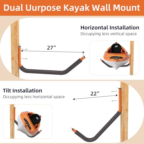26" Kayak Wall Mount Storage Rack With Foam Padded, 150lb - Image 7