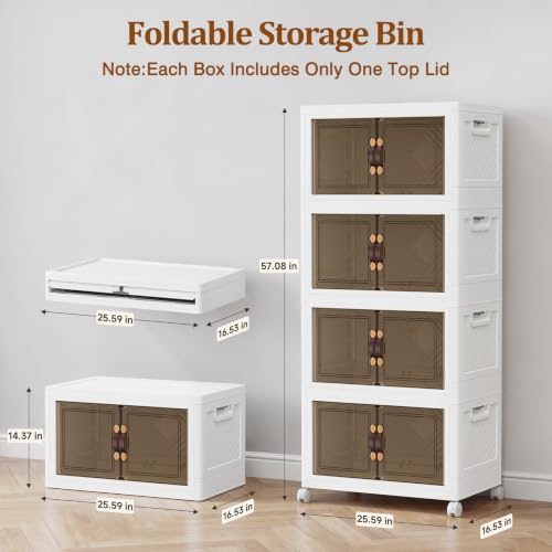 4Tier 428QT Stackable Storage Bins With Lids Portable Wheels - Image 3