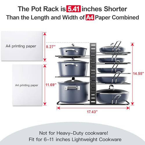 ORDORA Pots and Pans Organizer Under Cabinet 14.6", 8-Tier - Image 3