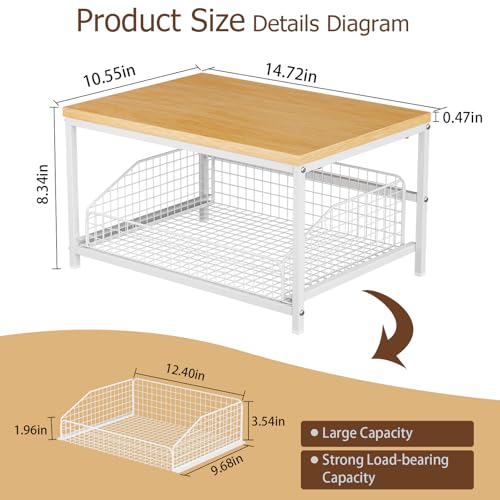 KLM Pull Out Spice Rack Organizer for Cabinet,Rustic Wood - Image 4