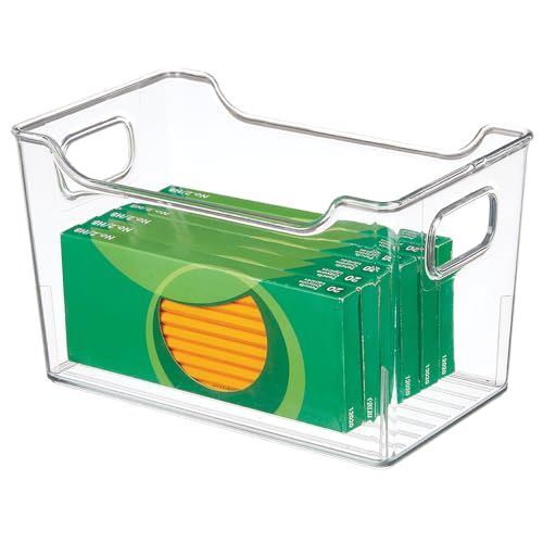 mDesign Deep Plastic Office Storage Bins with Handles - Image 7