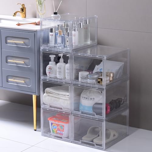 DILIBRA 2 Packs Large Stackable Storage Drawers, Plastic Clear - Image 3