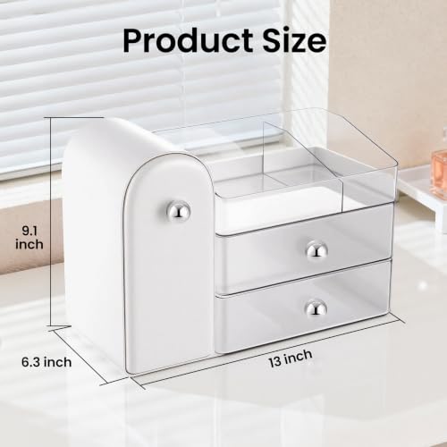 Makeup Organizer Countertop with Makeup Brush Holder,White - Image 3