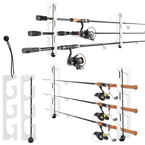 Horizontal Fishing Rod Holder, White Plastic Wall Mounted - Image 2
