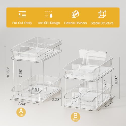 Delamu Bathroom Under Sink Organizers and Storage, 2 Pack, Clear - Image 3