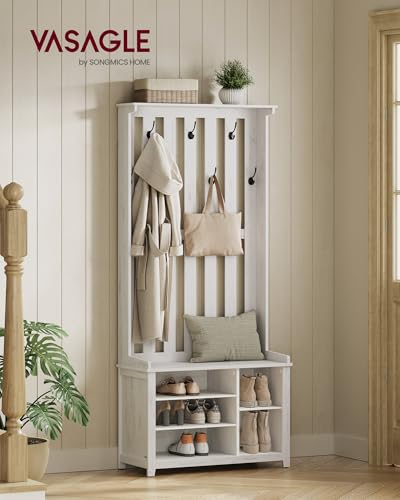 VASAGLE Hall Tree with Bench and Shoe Storage, 7 Double Hooks - Image 4