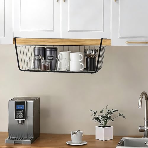 2Pcs Under Shelf Basket Metal Wire Under Cabinet Basket - Image 4