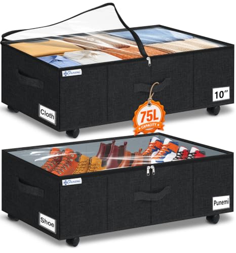 punemi 10" Tall 75L Under Bed Storage Bins with Wheels - Image 2