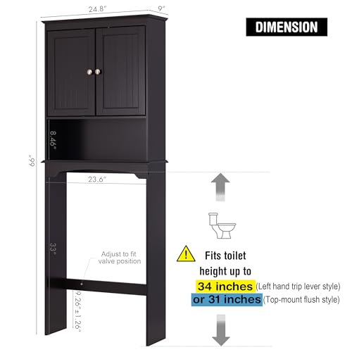 Spirich Over Toilet Storage Cabinet with Doors, Espresso Bathroom - Image 3