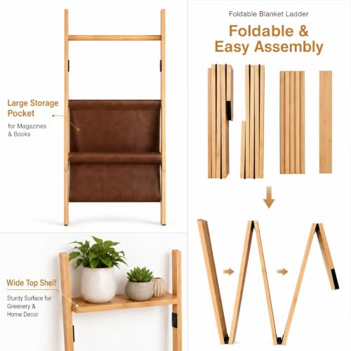 BAMBANG 71" 4-in-1 Blanket Ladder for Living Room, 5-Tier - Image 6