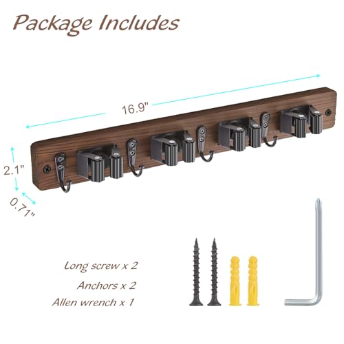 OUTNILI Mop and Broom Holder Wall Mount - Wood Broom Mop Hanger - Image 7