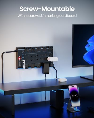 SUPERDANNY Power Strip Surge Protector, 22 AC 6 USB - Image 7