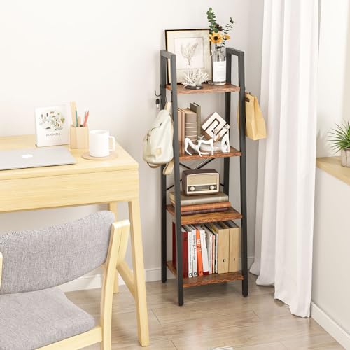 YMYNY 4 Tiers Ladder Bookcase, Industrial Narrow Bookshelf - Image 5