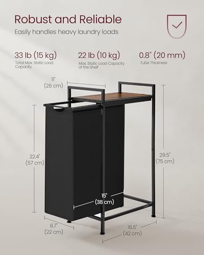 VASAGLE Laundry Sorter 1 Section, Rolling Cart with Shelf 12.4 - Image 6