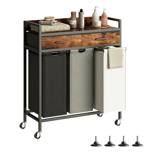 Herture Laundry Sorter 3 Section Laundry Hamper with Shelf - Image 2