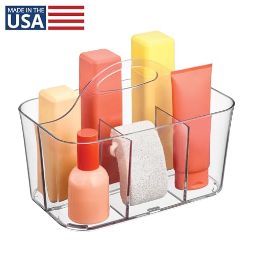 iDesign 4-Section Storage Caddy with Handle, Clear - Image 3