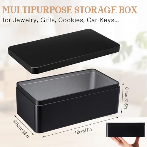 Hotop Black Metal Tin Box with Lid, 7 x 3.8 x 2.5 Inch - Image 4