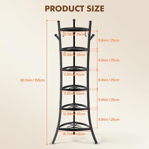 Housolution 6 Tier Cast Iron Pot Organizer Pan Rack Cookware - Image 7