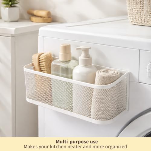 XIHIRCD 2pcs Magnetic Laundry Washer Shelf Organizer (White) - Image 7