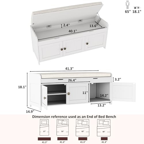 HOMEFORT 41.3" Shoe Bench with Lift Top Storage, Entryway - Image 4