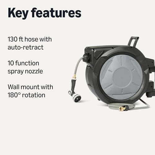 Amazon Basics Retractable Garden Hose Reel, 130 Foot - Image 3