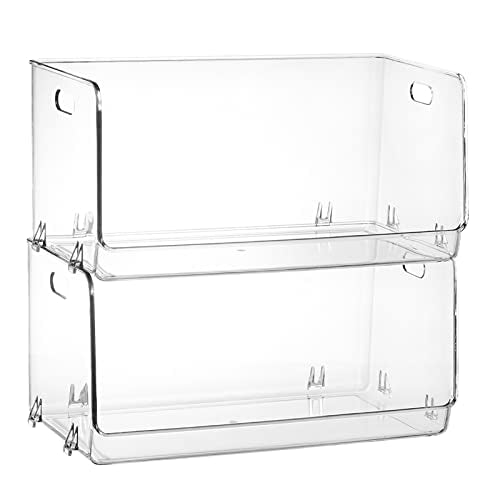 Nicunom 2 Pack Stackable Plastic Storage Bins Open Front, Clear - Image 2