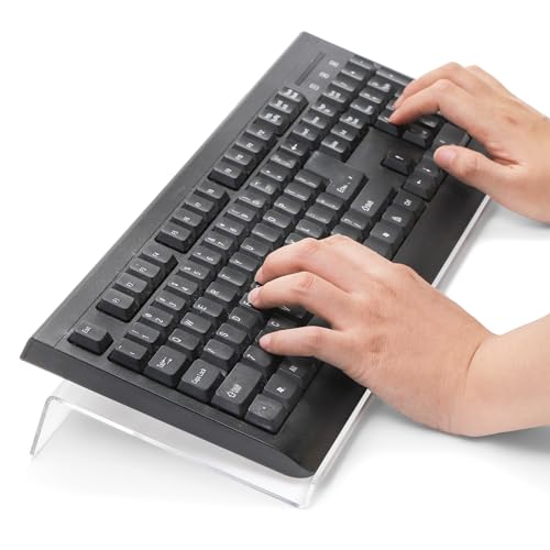 Eorbow 2 Pack Tilted Computer Keyboard Stand, Clear Acrylic - Image 5